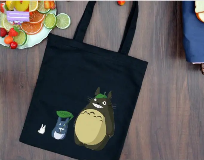 Сумка-Тоторо Женская холщовая мультяшный вместительный саквояж на плечо для