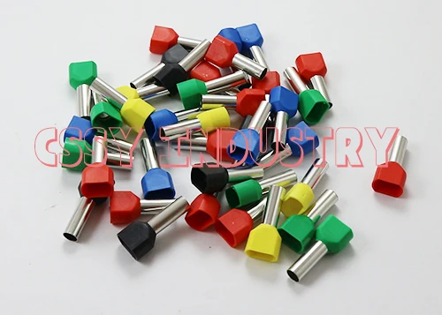 

1000pcs/lot TE6014 2x6mm2 Bootlace cooper Ferrules kit set Wire Copper Crimp Connector Insulated Cord Twin Pin End Terminal