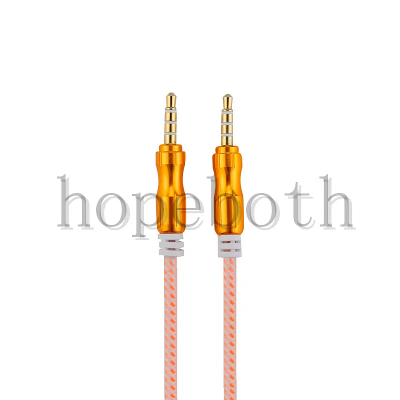 

50pcs/lot Audio Cable Nylon Braided 3.5mm Jack Male to Male Aux Cable 1.5m 5FT For iPhone Android Phone Black 6 Colors DHL Free
