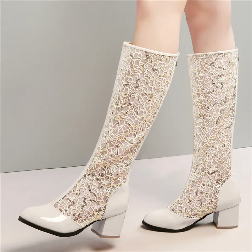 Женские ботинки до середины икры FEDONAS однотонные из дышащей сетки с задней