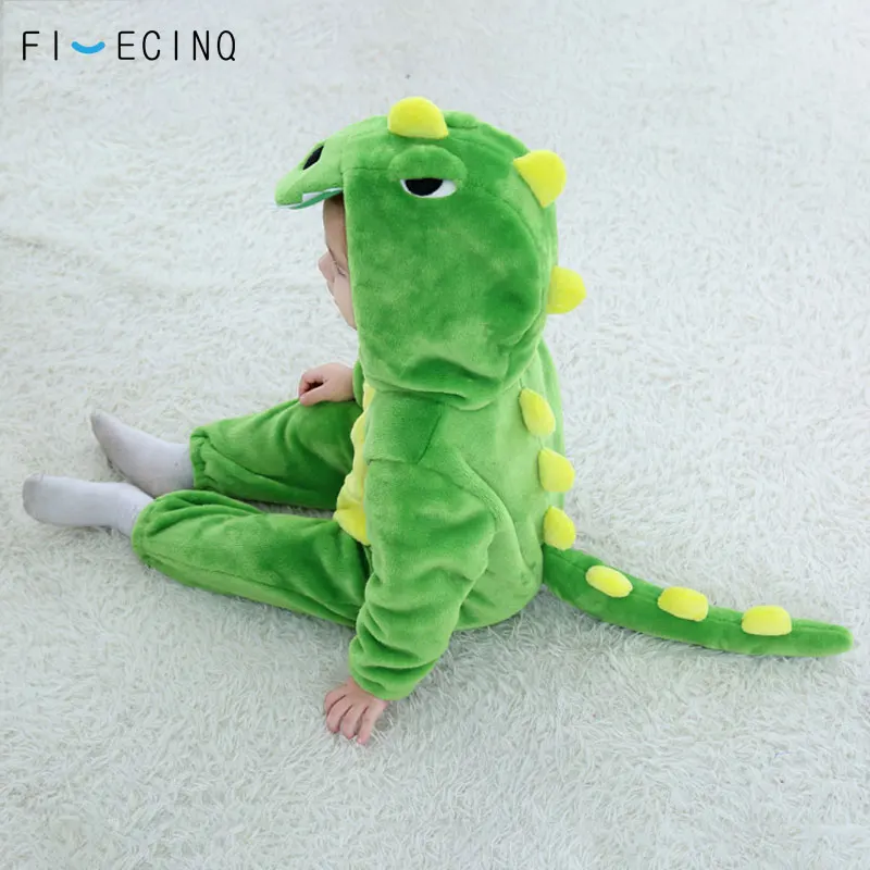 Baby Kigurumis Green Animal Cartoon Cosplay Costume Infant Child Bodysuit Onepiece Onesie Flannel Comfortable Fantasias