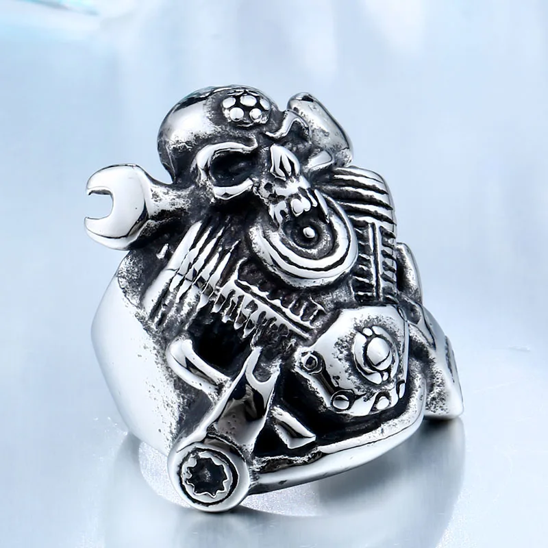BEIER 316L Hot Sell 316LStainless Steel Winged Motorcycle Skull Biker Cool Punk Ring Jewelry BR8-410 | Украшения и аксессуары
