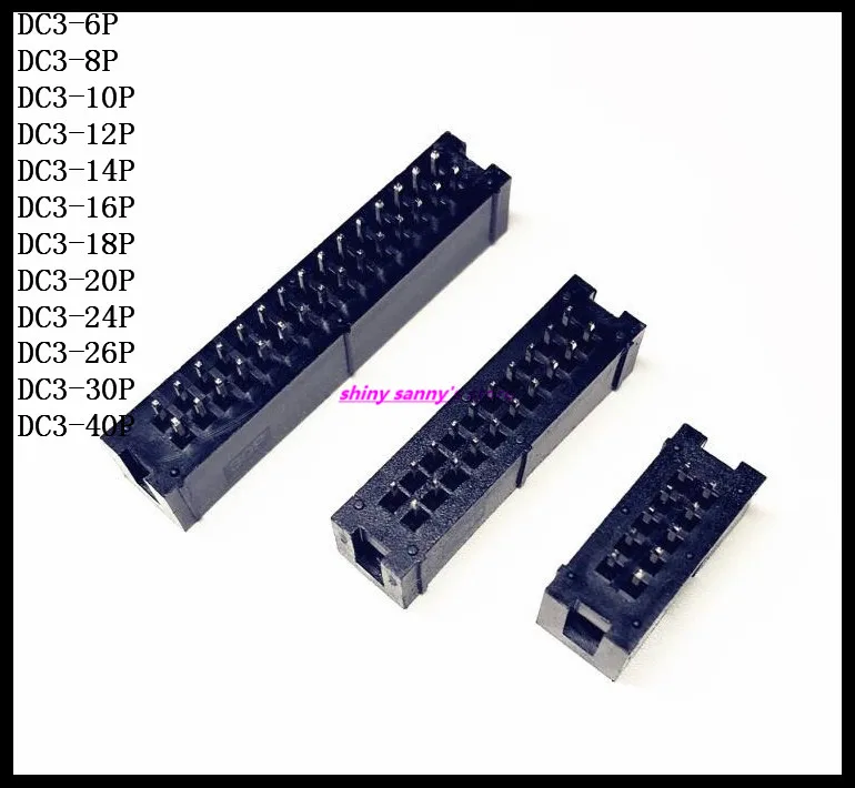 DC3-24P , 26P , 30P , 40P Socket Straight Double Row IDC Box Connector 2.54mm Pitch Box Headers Female Connector Brand New