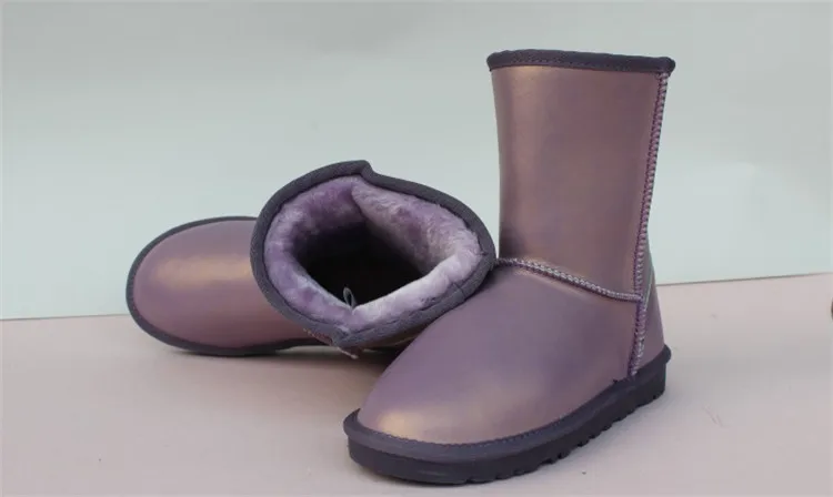 Dream purple Dagnino Марка Австралия классические Водонепроницаемый Теплые Сапоги унисекс Пояса из натуральной кожи Для женщин теплый плюш Leopard зимняя обувь Zapatos Mujer - Цвет: Dream purple