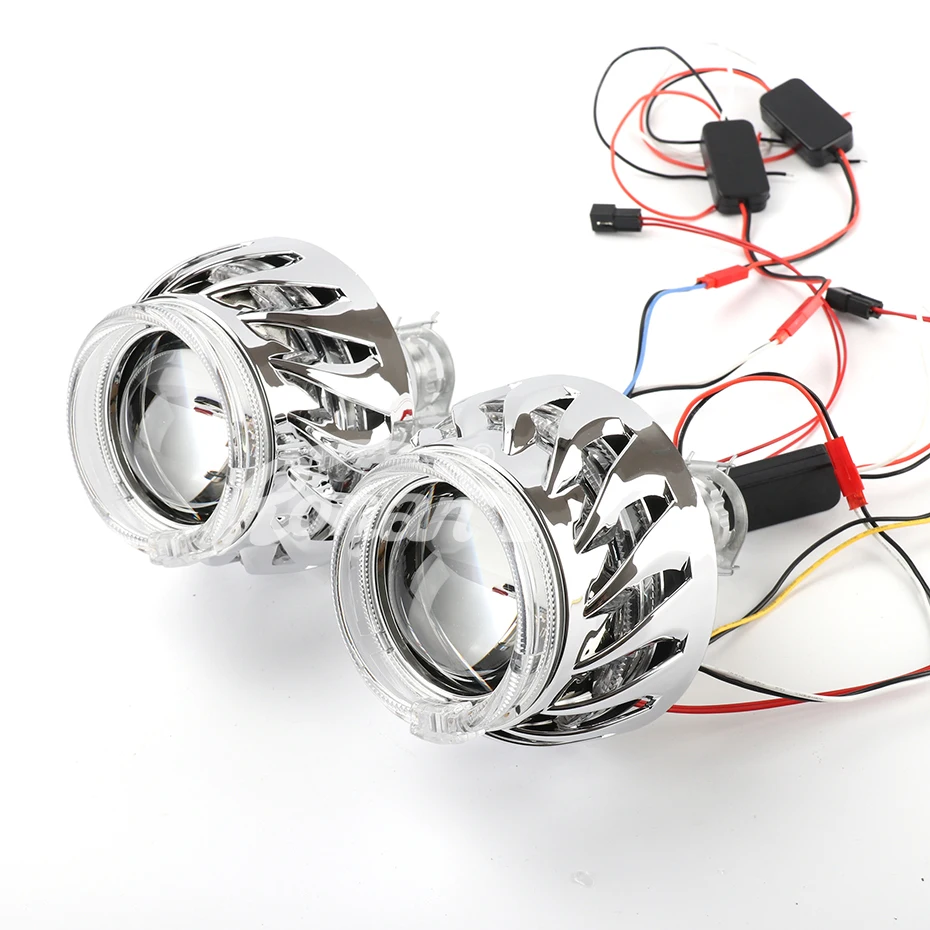 RONAN 2," ver8.1 bixenon H1 объектив проектора H4 H7 винт двойной светодиодный Оптический Белый ангельские глазки автомобильный Стайлинг Модифицированная фара