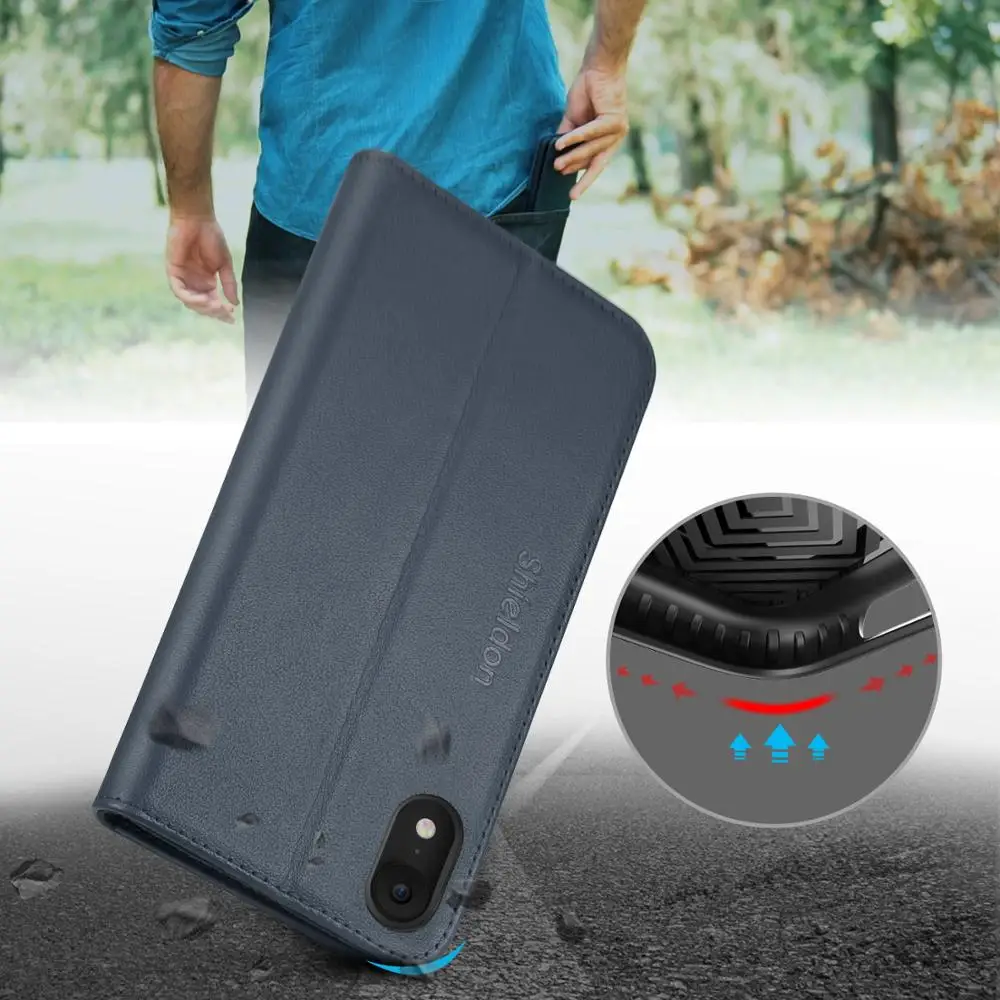 Чехол Кошелек SHIELDON для iPhone XR с натуральной кожей 【кредитная карта holder【rfid