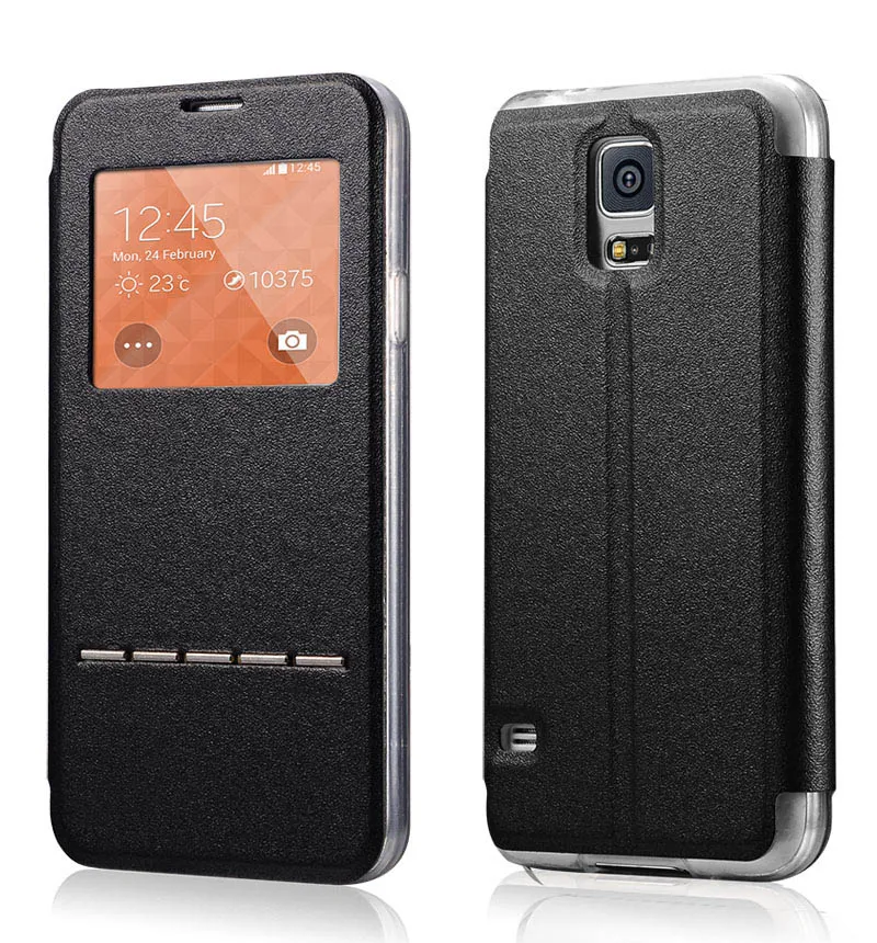 Скользнул ответ Флип кожаный чехол для samsung Galaxy S5 i9600 Neo окном View Корпус Coque крышка