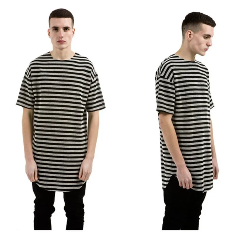 Мужская футболка с длинным рукавом HZIJUE Модная хлопковая в полоску закругленным