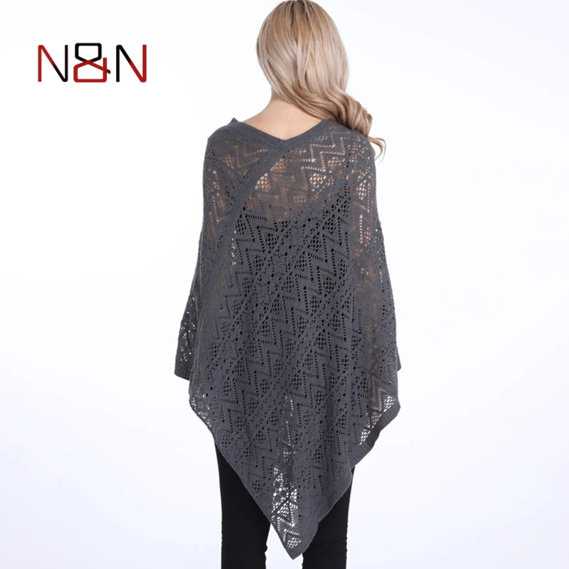 Fashion New Warm Poncho Thin Sweater Women Solid Hollow Out Cardigan Plus Size Pullovers Sweaters Cover Up