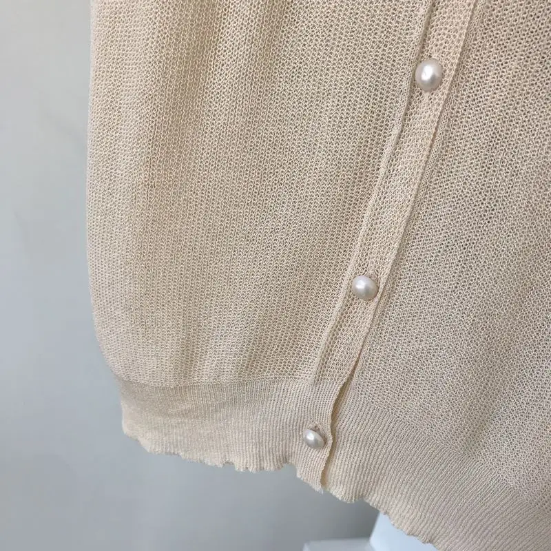 ALPHALMODA Летний Женский вязаный кардиган с кружевным воротником, однобортный кружевной кардиган в стиле пэчворк, милая Повседневная летняя одежда