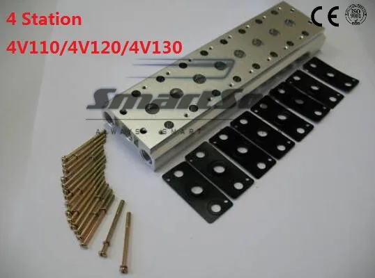 4 ряда электромагнитный клапан Airtac коллектор с винтами и резиной 4v110-06 клапанная