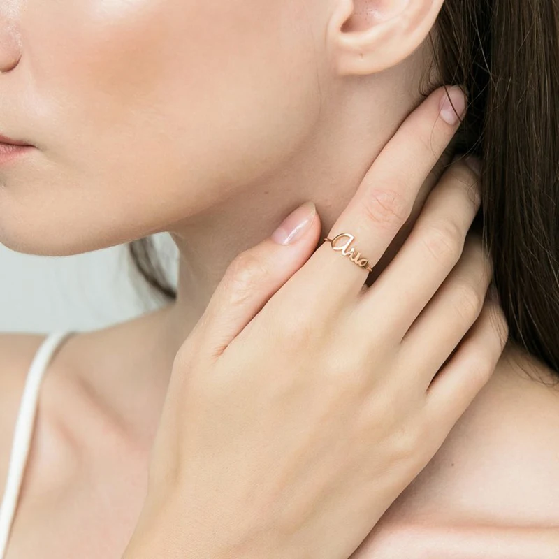 925 серебряные персонализированные кольца с именем золотого цвета цифрами и