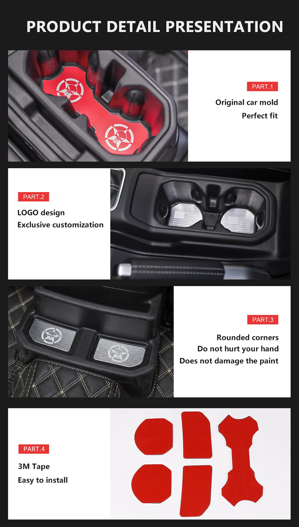 SHINEKA интерьерные молдинги для Jeep Wrangler JL+ алюминиевый сплав подстаканник коврик для Jeep Wrangler JL автомобильные аксессуары Стайлинг
