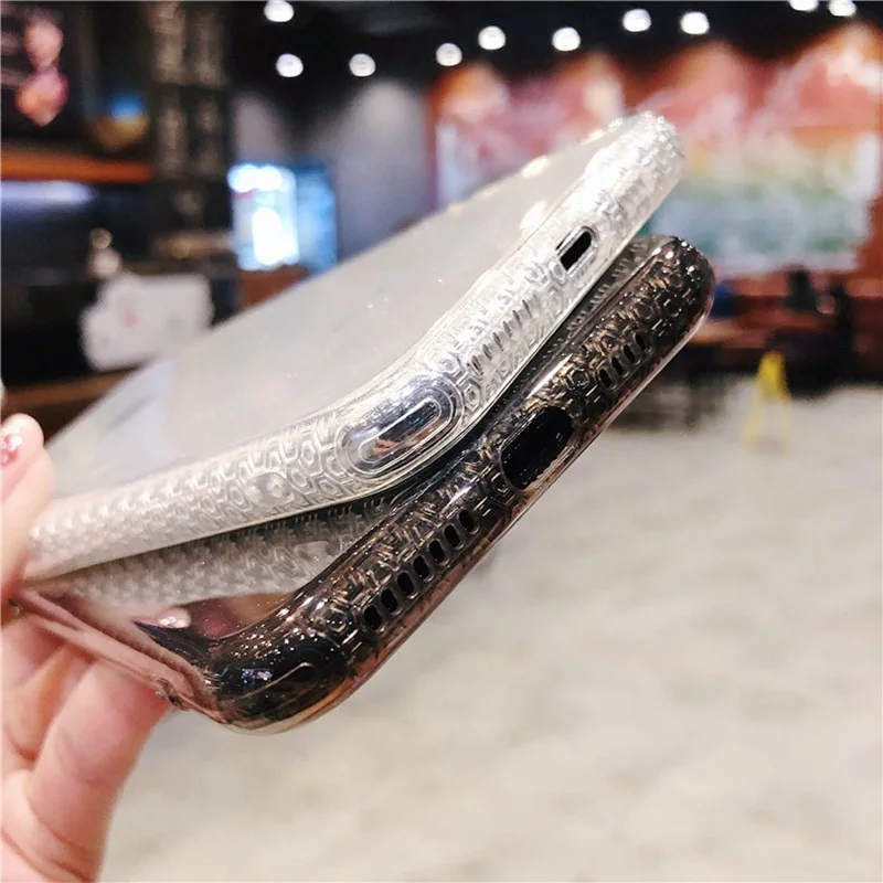Противоударный прозрачный блестящий чехол для iPhone XS Max XR X металлическая кнопка