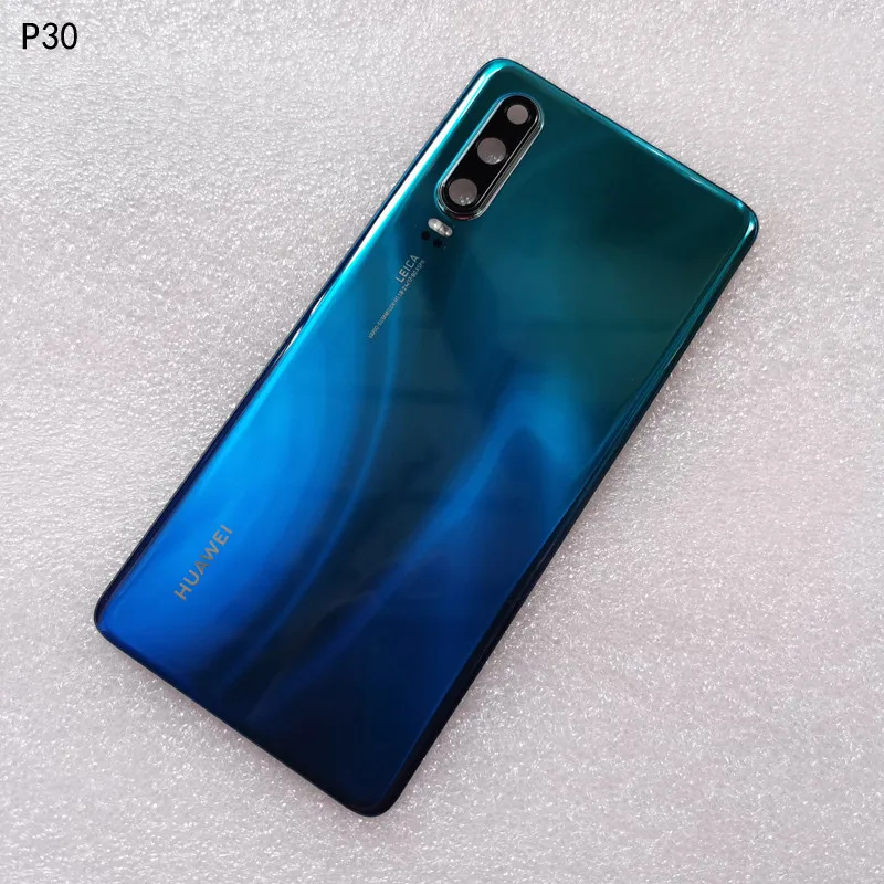Aurora Новая Оригинальная задняя крышка из закаленного стекла для huawei P30, запасные части, задняя крышка для батареи, корпус+ рамка для камеры - Цвет: Aurora