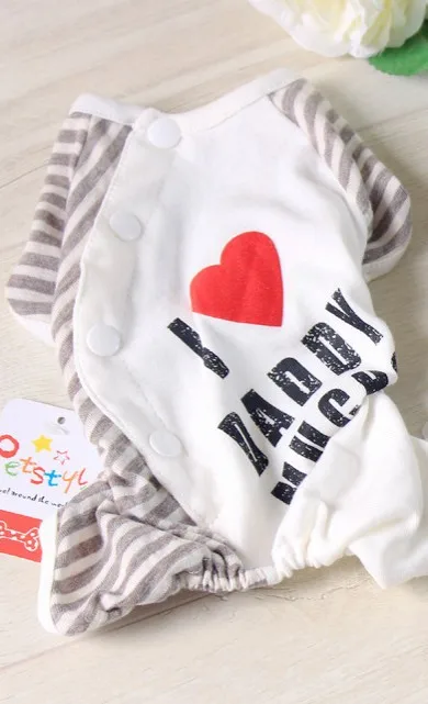 I Love Daddy Весна/Лето пижамы для собак я люблю папа мама собаки Домашние животные одежда брюки для маленьких собак комбинезон хлопок Чихуахуа Одежда - Цвет: I Love Daddy