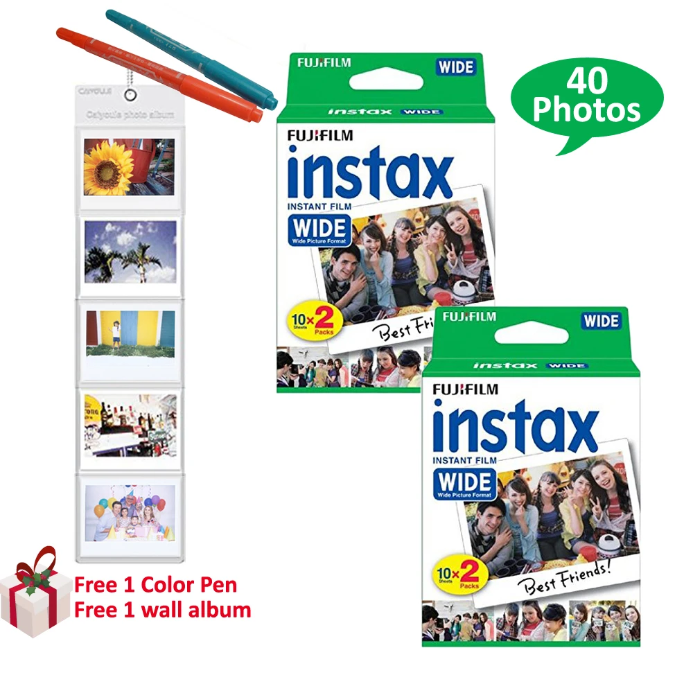 40 принтов для Fujifilm Instax Wide films Plain White Edge paper для Fuji Instant Wide Photo camera 300 200 210 100