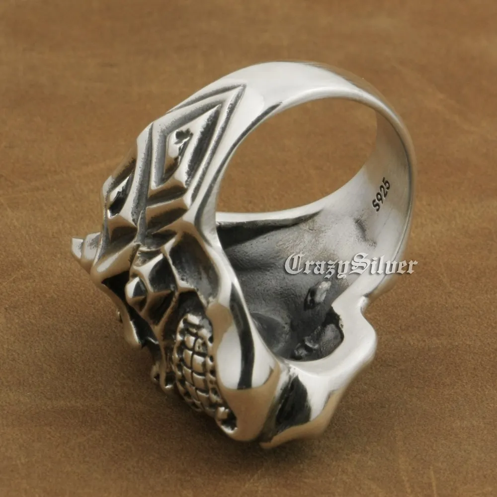 Devil Horn Skull Ring 925 Sterling Silver Mens Biker Punk TA13 US Size 7~15 | Украшения и аксессуары