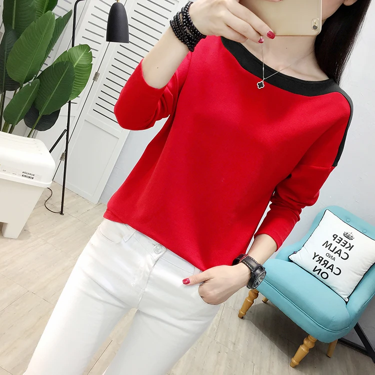 Blusas Mujer De Moda Осенние повседневные хлопковые блузки с вырезом лодочкой Лоскутные рубашки с длинным рукавом для женщин размера плюс женская одежда