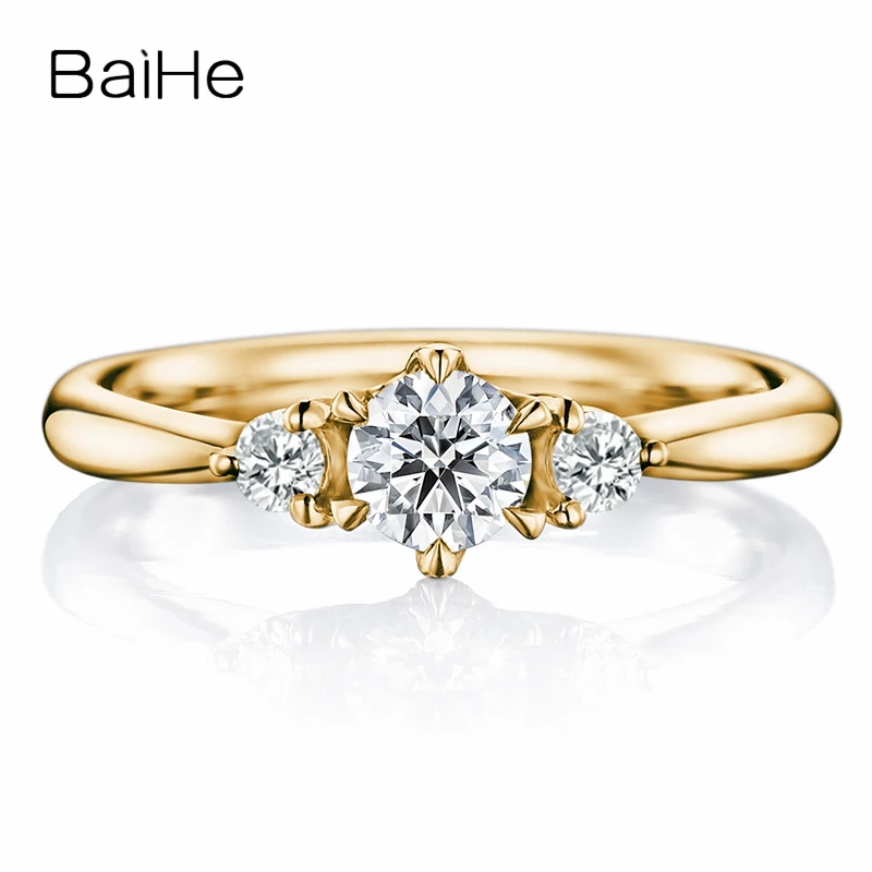 BAIHE Solid 10 K белое золото(AU417) сертифицировано 0.25ct круглый вырез Трендовое Обручальное кольцо свадебный женский подарок ювелирные изделия кольцо