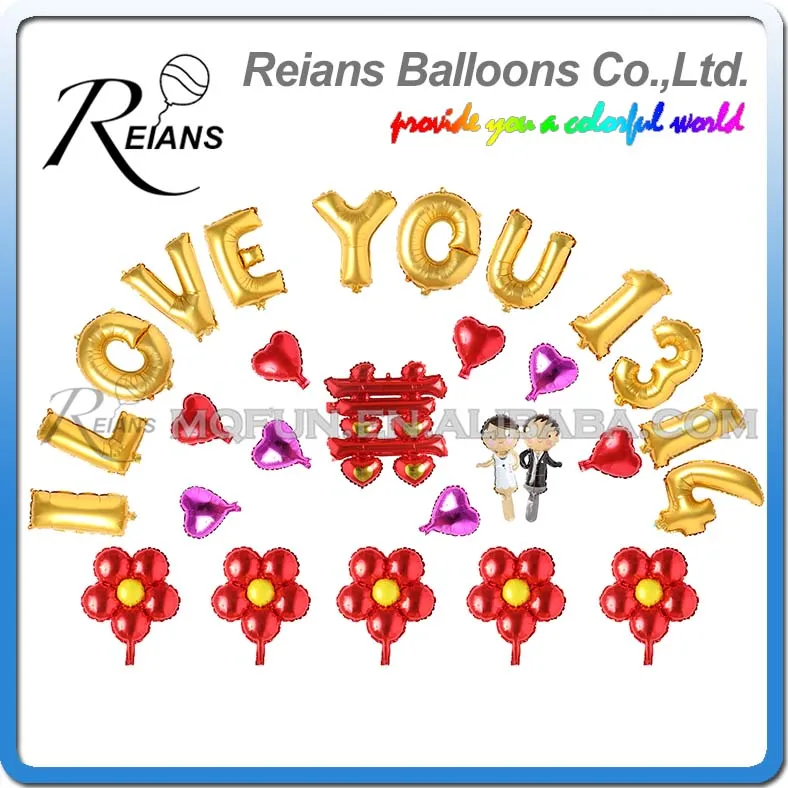 Reians мультфильм красные китайские XI Свадебные I LOVE YOU Цветочные вечерние украшения