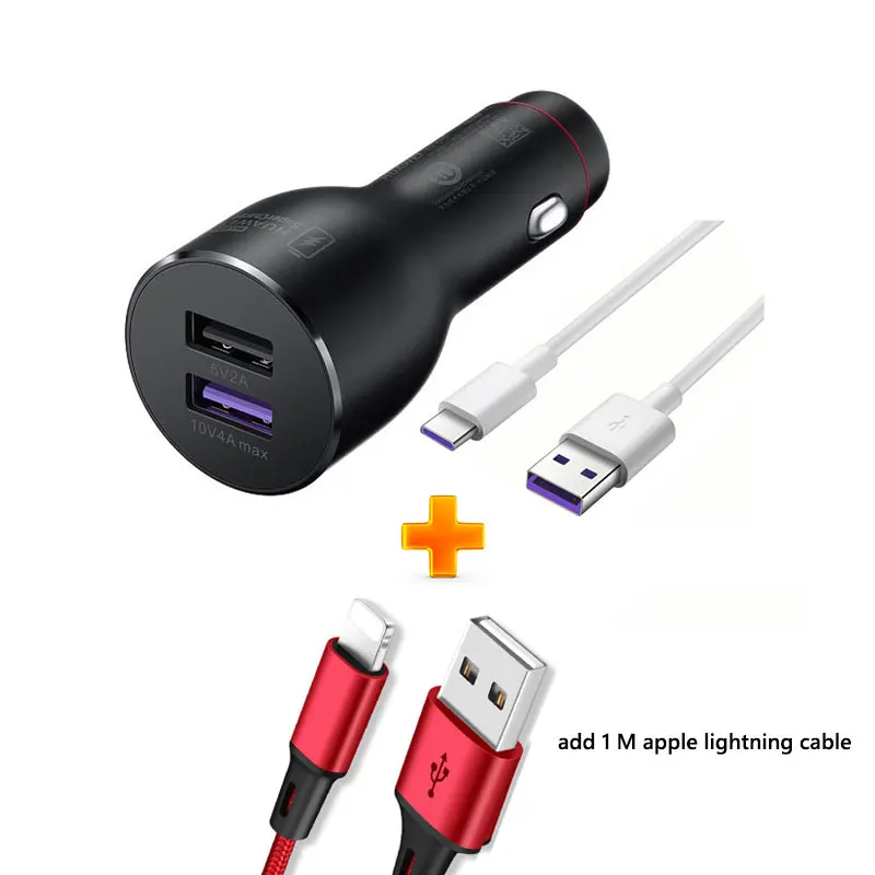 США Оригинальное автомобильное зарядное устройство huawei Supercharge CP37, 10 в, 4 а, 40 Вт, Макс., с кабелем передачи данных 5А type C для mate 20 pro RS Honor 10 Magic 2 P20 - Тип штекера: США