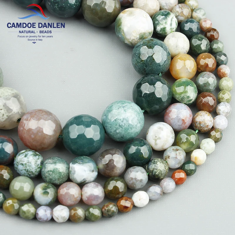 Круглые граненые индийские Агатовые Бусины из натурального камня бусины