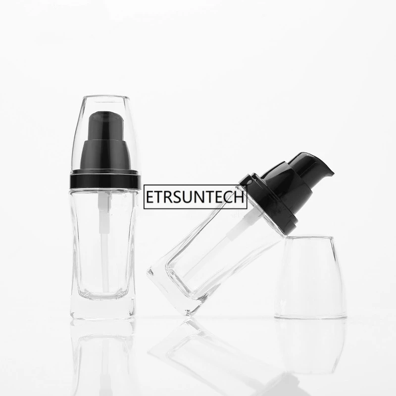 30 мл прозрачная стеклянная бутылка с черным насосом для лосьона эфирные Оли