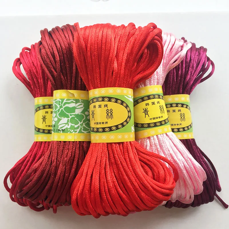 

20 Meters Satin Nylon Cord 2.5mm For Jewelry Making Red Series Beading Braided Rattail Silky Cord DIY String Rope