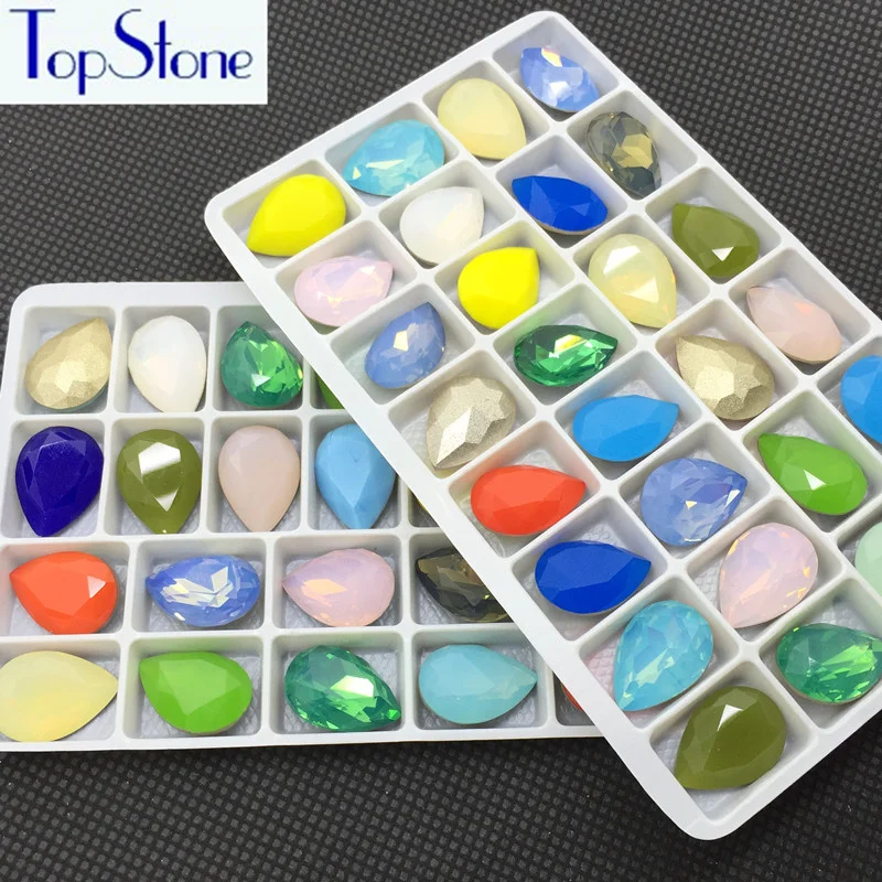 Topstone K9 Glass Crystal Opal 13x18mm Teardrop 28pcs Pointed Back Rhinestones More Colors Can mix colors High Quality | Дом и сад