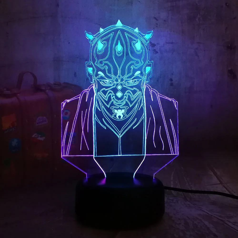 Звездные войны Дарт Маул Новинка 3D светодиодный ночной Светильник RGB 7 смешанный