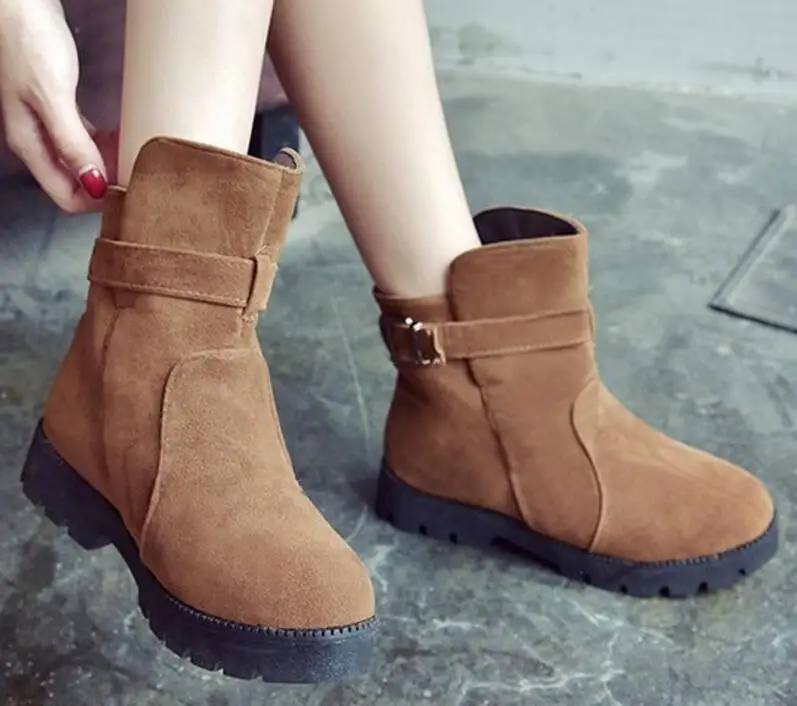 Женские ботильоны zapatos mujer Винтаж из искусственной замши Matin теплая женская обувь