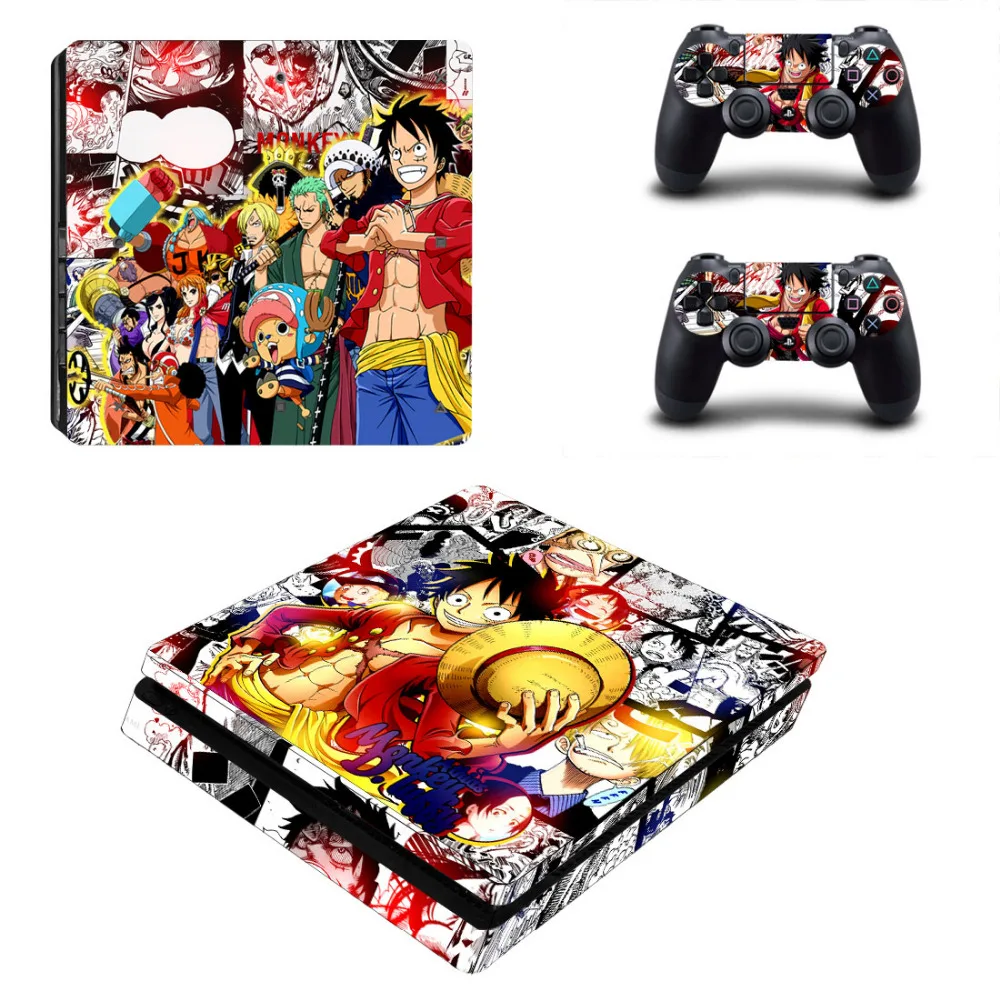 Аниме One Piece Luffy Decal PS4 Slim Skin Sticker для консоли Sony PlayStation 4 и 2 контроллеров Vinyl|stickers