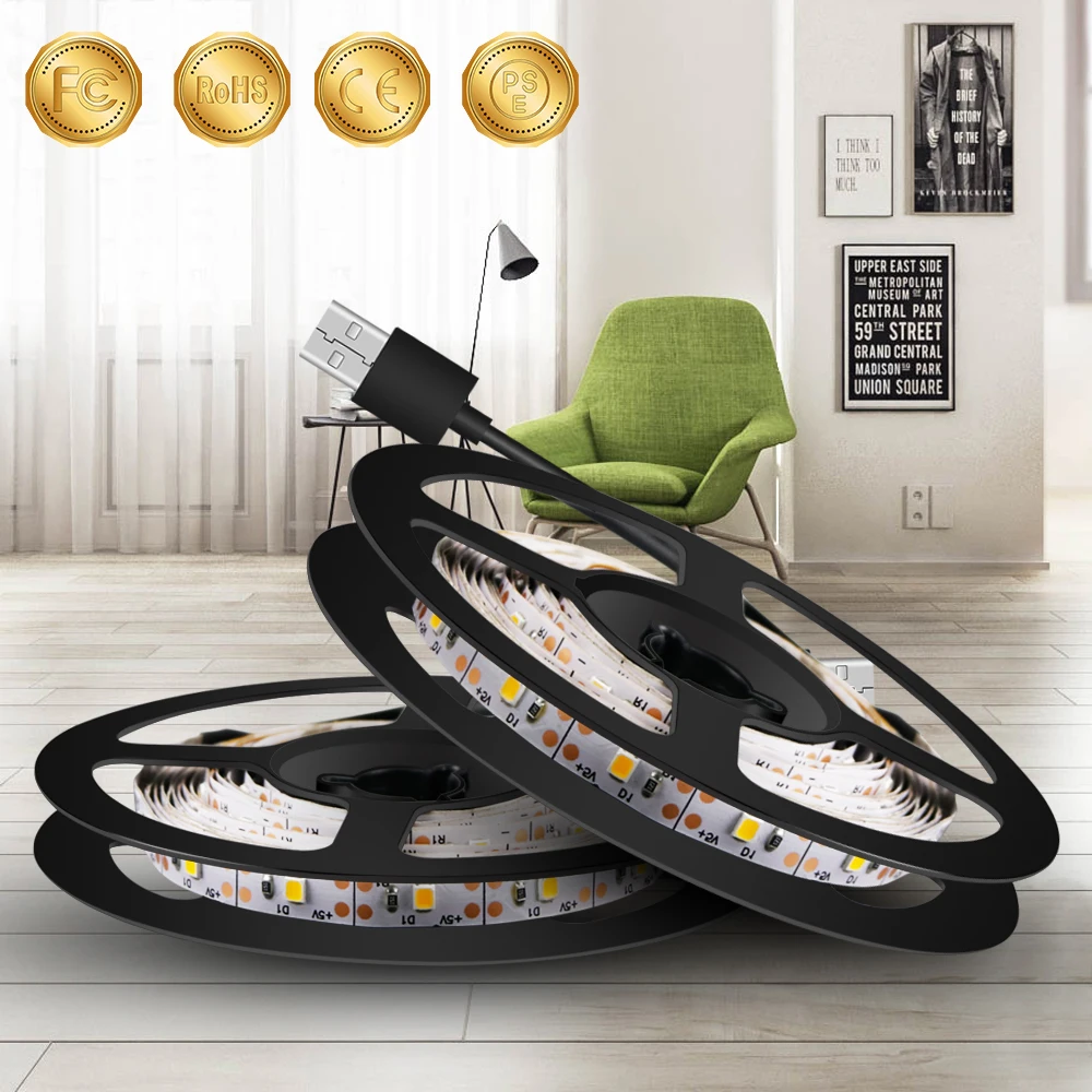 Светодиодная лента 5 В неоновая SMD 2835 для подсветильник Ки кабинета USB 0 м 1 2 3 4 Tira