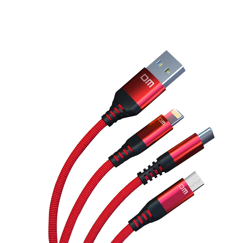 DM 3 в 1 USB кабель для Мобильный телефон Micro Type C зарядный iPhone зарядное устройство