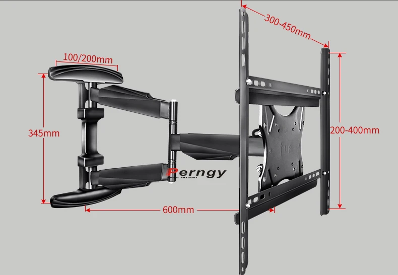 Lcd-WA8 45 кг 3"-60" 3 руки выдвижной полный движения ЖК ТВ настенный кронштейн 600 мм 780 мм ультра тонкий с кабельной крышкой 400x400