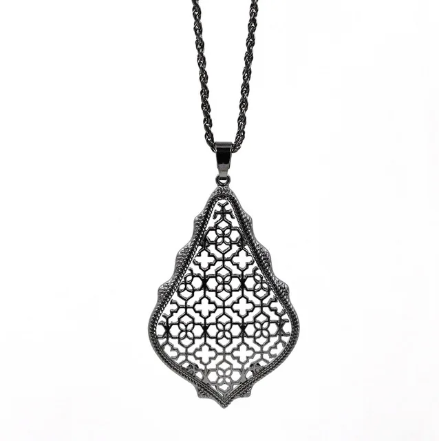 Black Color Necklace Большие каплевидные висячие серьги многоцветные филигранные Висячие серьги для женщин модные ювелирные изделия - Окраска металла: Black Color Necklace
