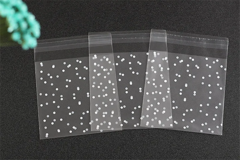 25pcs White Dot Transparent Opp Bags Matt Self-Stick Gift Candy Bag Jewelry Packing Pouches Biscuit Food Package Packaging