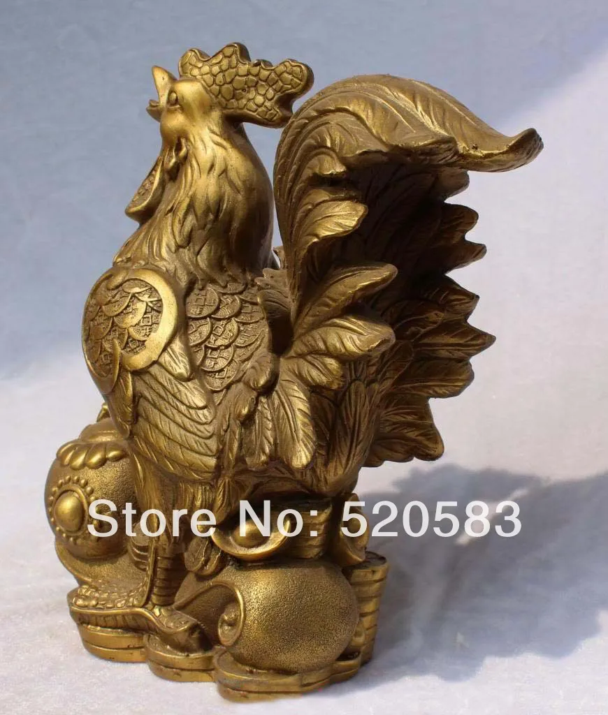 9 &quotКитайский Бронзовый Богатство Деньги Foo Фу Курица Chook вес Петух Статуя | Дом и