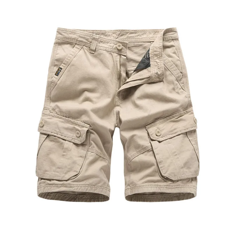 Мужские шорты-карго в стиле милитари зеленые хлопковые шорты свободного кроя с