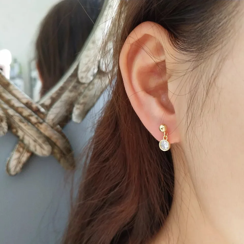 Серьги капельки из стерлингового серебра S925 пробы модные круглые короткие