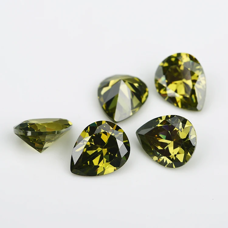 

50pcs Pear Shape 5A Black Olive CZ Stone 2x3-13x18mm Synthetic Gems Cubic Zirconia For Jewelry