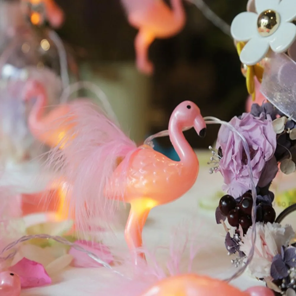 Светодио дный светодиодная гирлянда с фламинго украшение для праздника защита