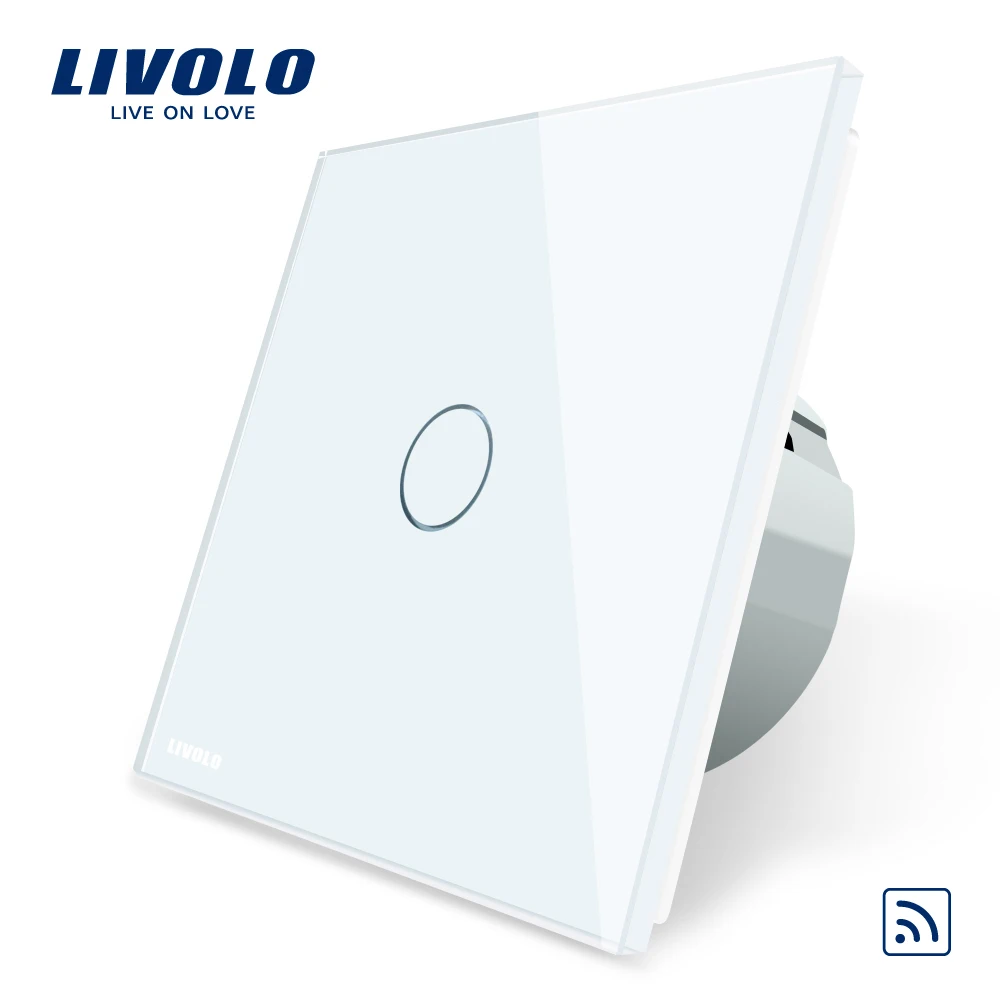 Livolo ЕС Стандартный настенный светильник Remote Touch Выключатель 1 gang 1way Стекло Панель