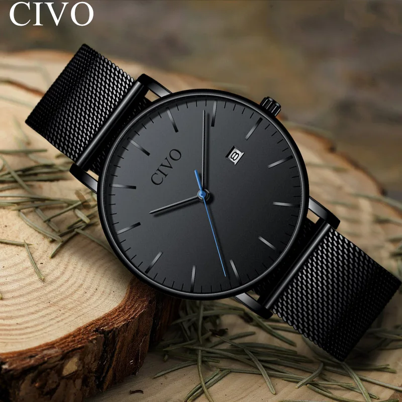 CIVO 2019 New Army Watches Waterproof Mesh Strap Sport Watch Men Date Calendar Wristwatch Clock Relogio Masculino | Наручные часы