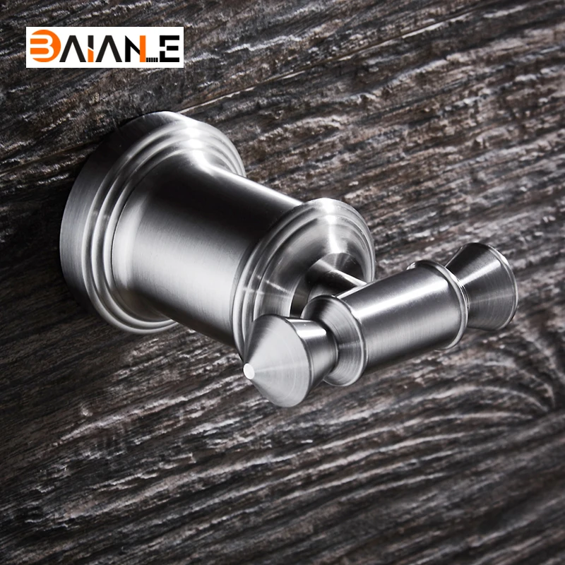 

BAIANLE Robe Hook Stainless Steel Wire drawing Coat Clothes Hooks Towel Hanger Bathroom Accessories