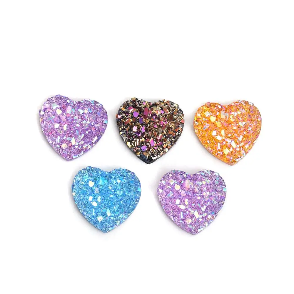 DoreenBeads модная Смола Druzy/Drusy купольное уплотнение кабошон AB Цвет Сердце в случайном порядке ювелирные изделия DIY фурнитура 12 мм x 12 мм, 50 шт