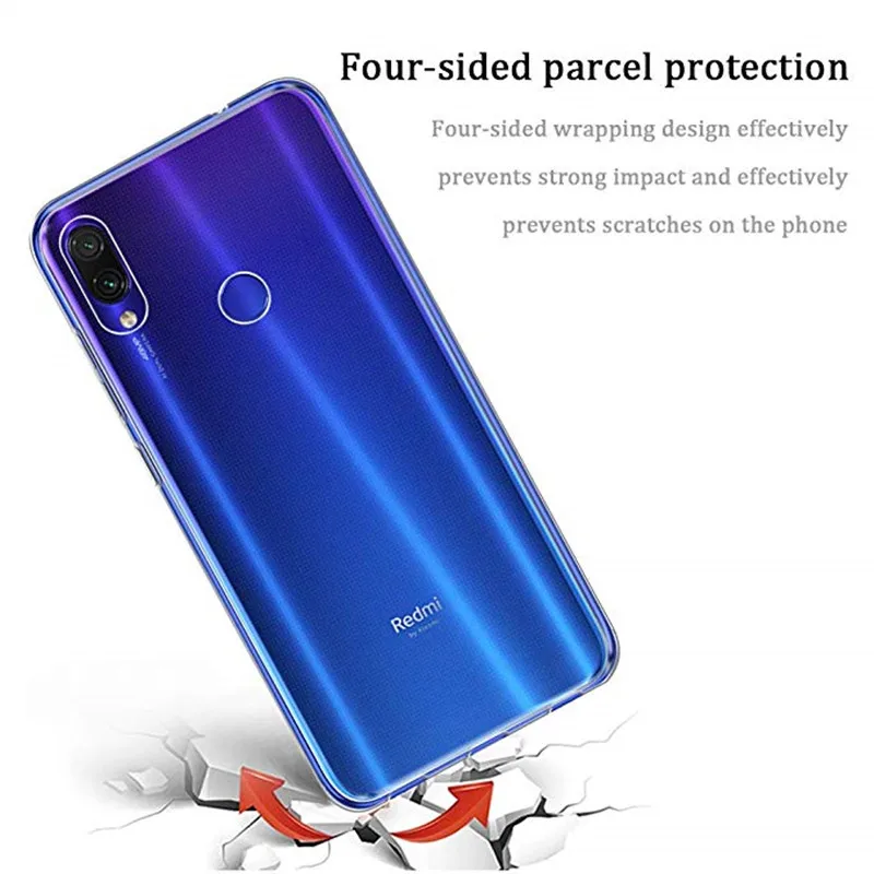 Чехол для Xiaomi Redmi Note 7 прозрачный мягкий тонкий чехол с защитой от царапин