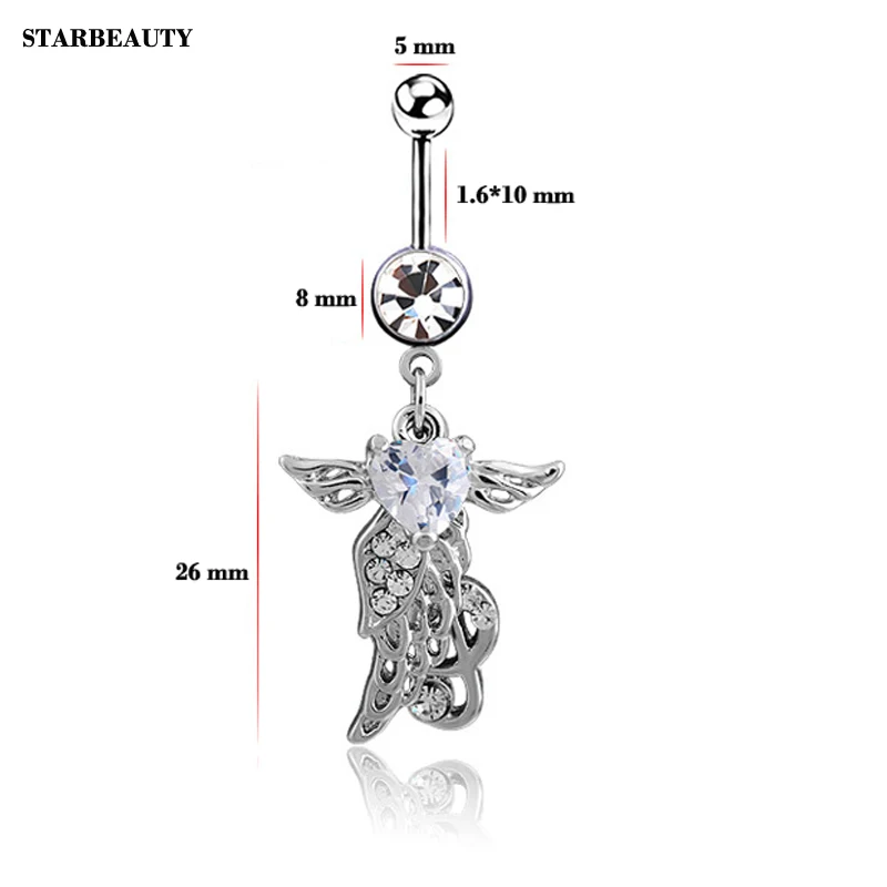 Кольцо для пирсинга пупка с белым цирконом 14 г | Украшения и аксессуары