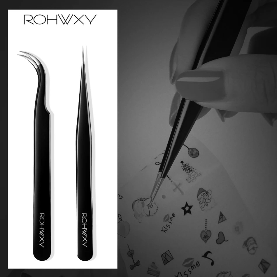 Пинцет для наращивания ресниц ROHWXY из нержавеющей стали прямые изогнутые щипцы